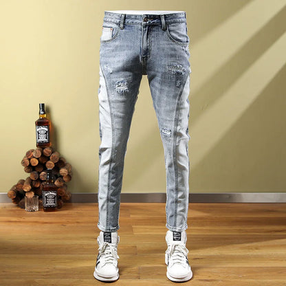 Ripped Stretch Jeans Men's Casual Slim Comfortable