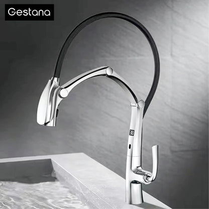 Luxury Gunmetal Brass Kitchen Faucet LED Display