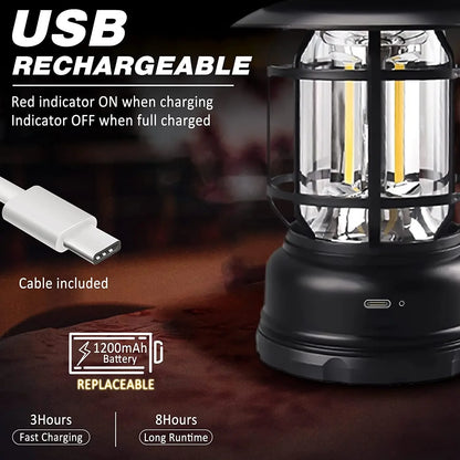 Rechargeable Lantern Stepless Dimming Portable Waterproof