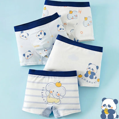 4PCS Boys Cotton  Antibacterial Breathable Cute Underwear