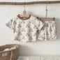 2 Pcs Bear Print T-shirt + Shorts Fashion Short Sleeve