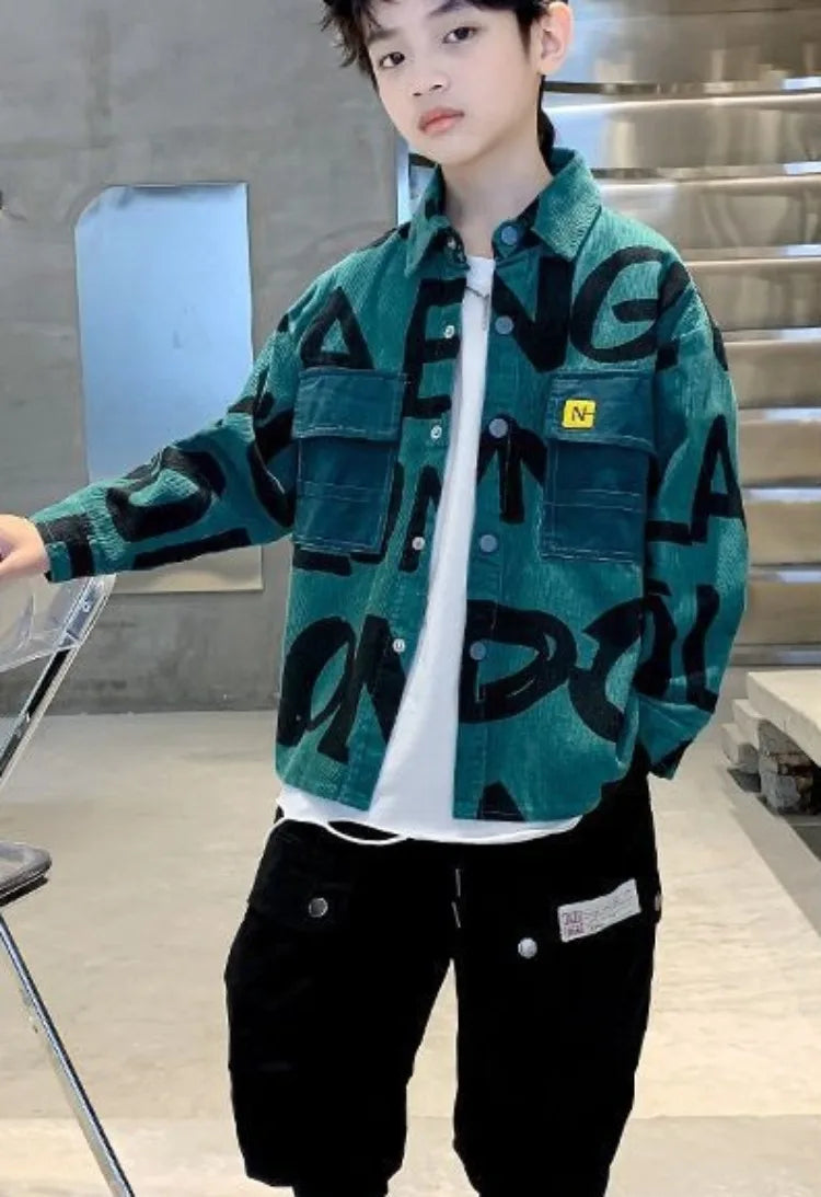 Boys Corduroy Long Sleeve Shirt Lightweight