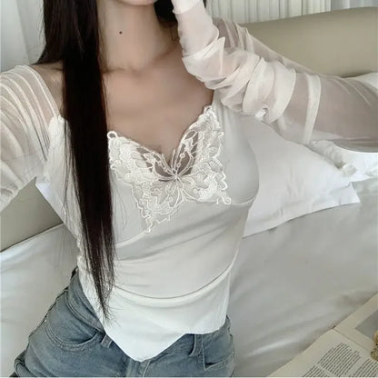 Off Shoulder Women Aesthetic Butterfly Cropped Tops