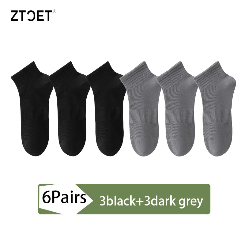 6Pairs Men Cotton Mesh Socks