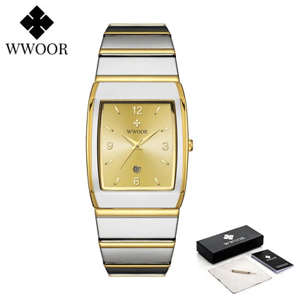 Luxury Square Men's Wristwatch Stainless Steel Waterproof