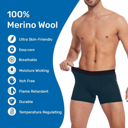 Men Merino Wool Boxer Briefs Soft Breathable