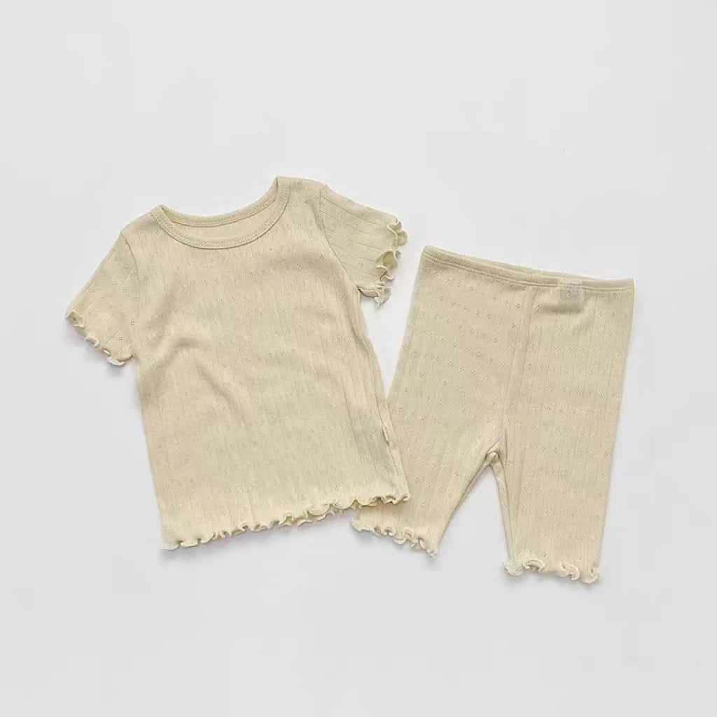 2 Pcs Cotton Breathable Clothes Set Infant Short Sleeve