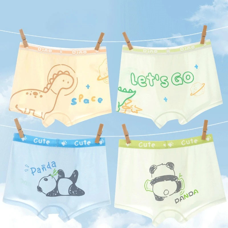 4PCS Mesh Breathable Boy Comfort Antibacterial Cartoon  Underwear