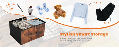 10 Fabric Drawers Wardrobe Steel Frame Closet Storage