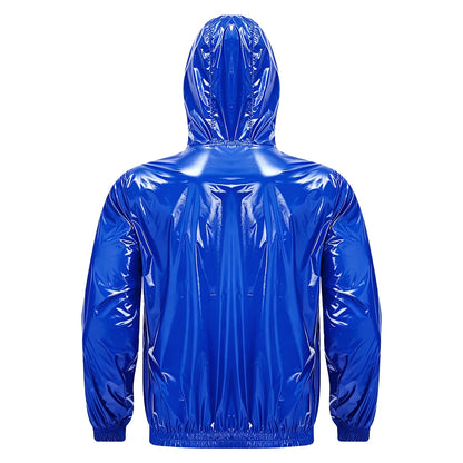 Mens Waterproof Hooded Breathable Raincoat