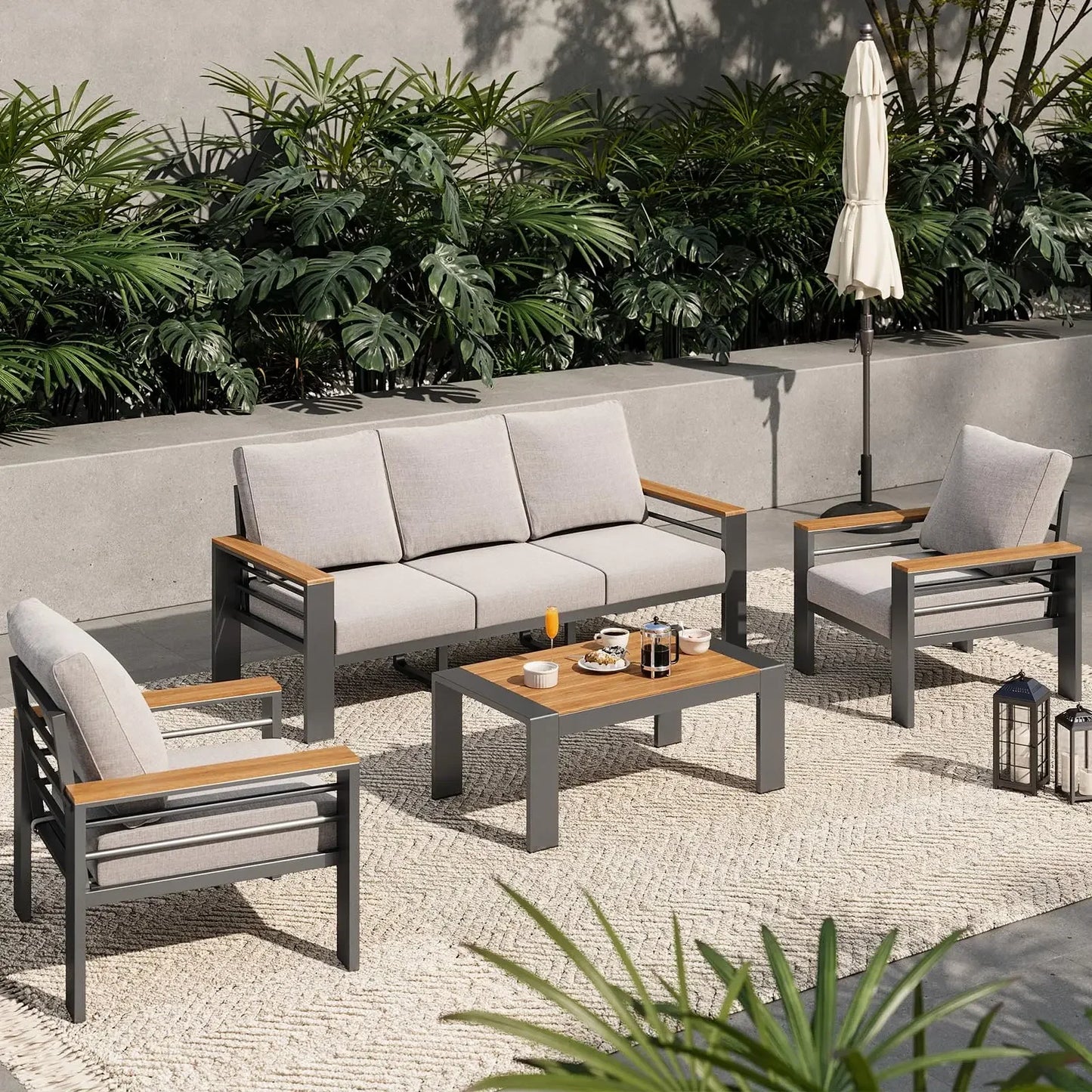 Outdoor Sectional with Coffee Table, Patio Sets