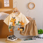 2 Pcs Toddler Boys Cartoon Animal Printed Short Sleeve