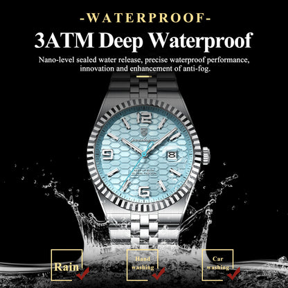 POEDAGAR High Quality Men Waterproof Luminous  Watch