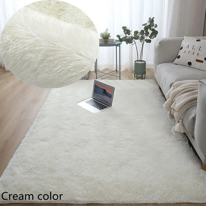 White Fluffy Modern Home Decor Rug Non-Slip