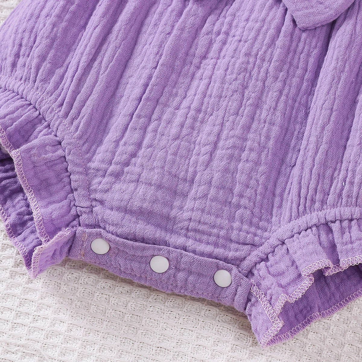 0-18 Month Solid Color Sleeveless Round Neck Lace Edge