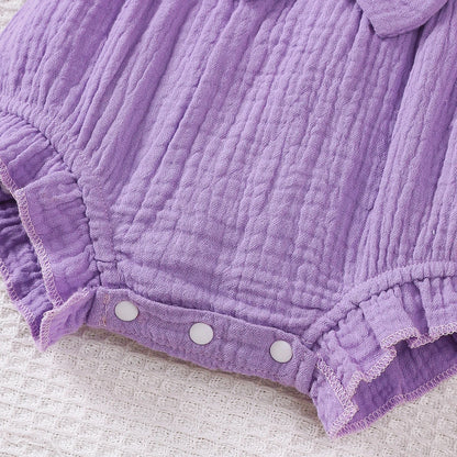 0-18 Month Solid Color Sleeveless Round Neck Lace Edge