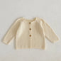 Girls Solid Color Knitted Cardigan Long Sleeves