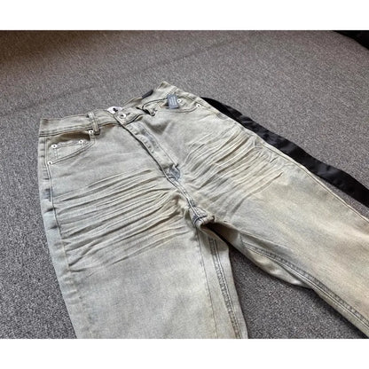 Washed Blue Zipper Pocket Fit Slim Jeans