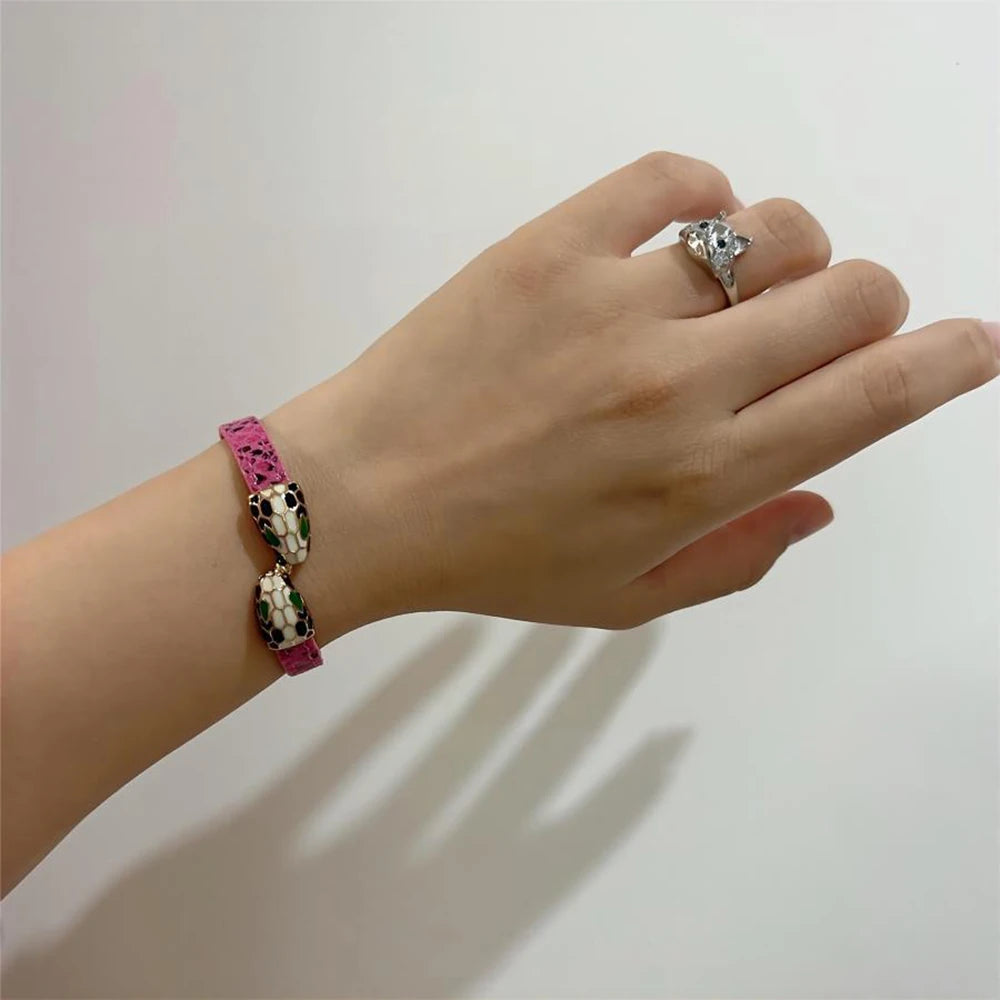 Women Fashion Charm Metal Snake Head Bangles