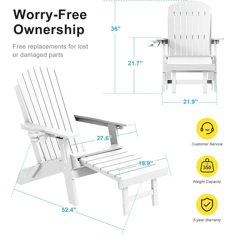 Adjustable Folding Adirondack Chair Set/ Retractable Ottoman