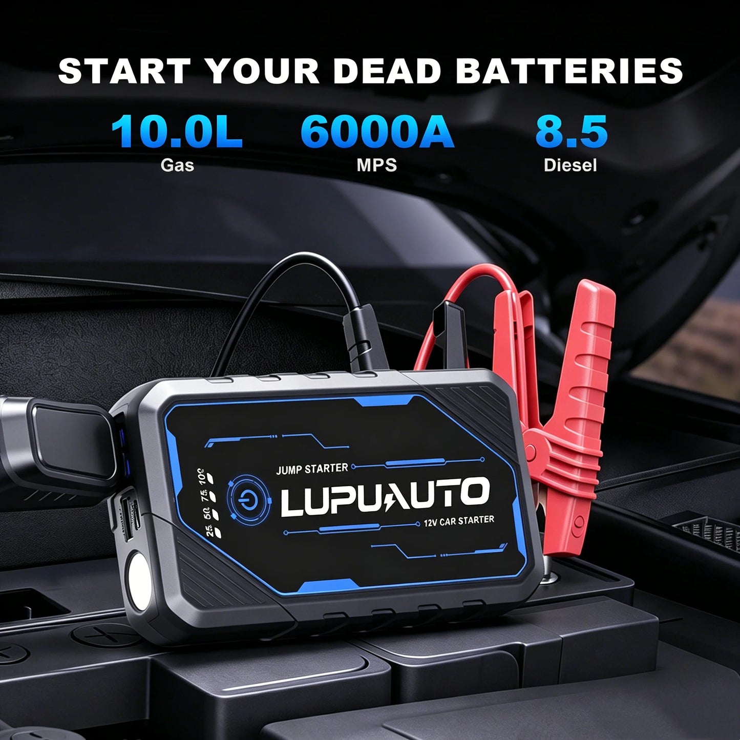 4 In 1 Car Jump Starter, Tire Inflator Pump Compressor