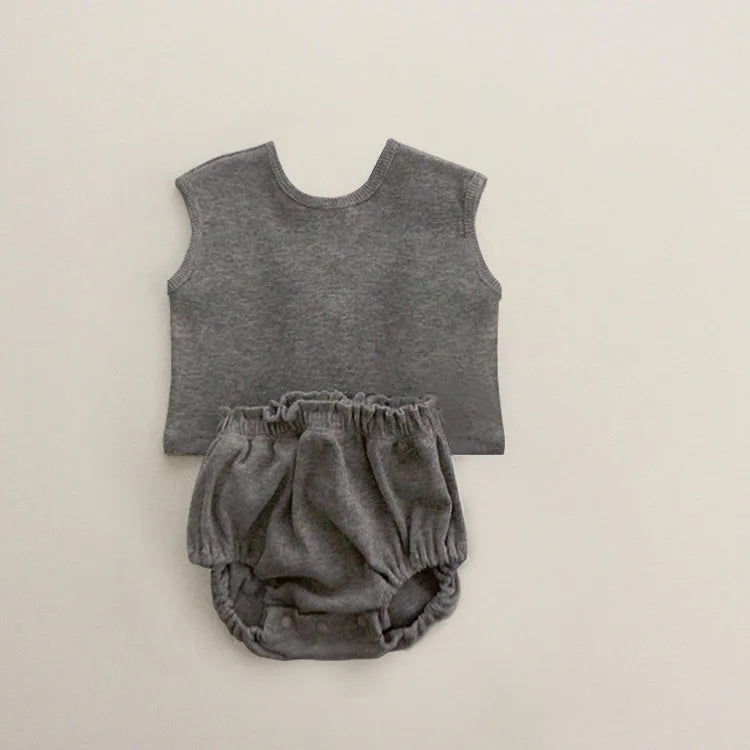 2 Pcs Sleeveless Breathable Cotton Pajamas Set