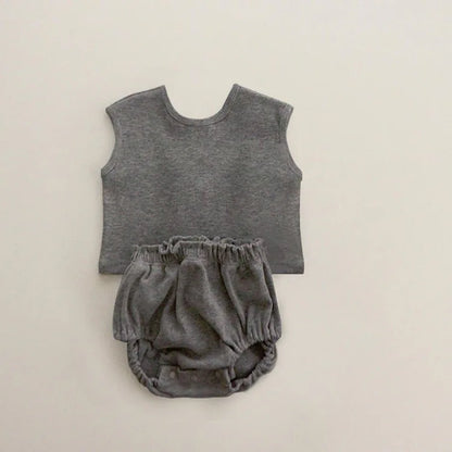 2 Pcs Sleeveless Breathable Cotton Pajamas Set