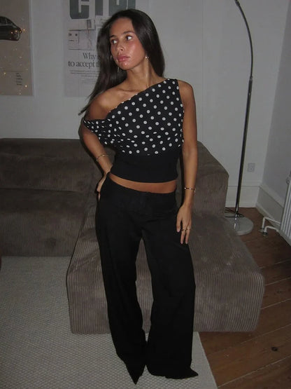 Polka Dots Print Women Trend Off Shoulder