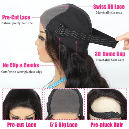 Lace Closure Wigs Human Hair Wear & Go Glueless