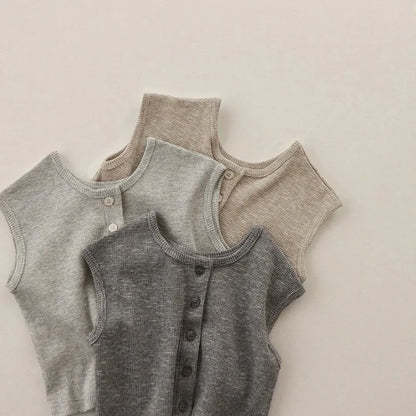 2 Pcs Sleeveless Breathable Cotton Pajamas Set