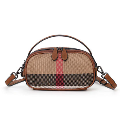 Canvas Cowhide Material, Aidrani's Brown Checkered Bag