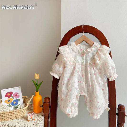 Infant Princess Style Cute Floral Lace Jumpsuits