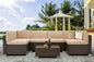 7 Piece Rattan Gray Wicker Outdoor Sectional Furniture Set
