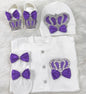 4 Pcs Boy/Girl Rhinestone Crown Jumpsuit Clothing