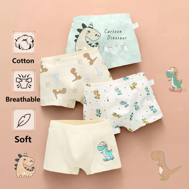 4pcs Boy/Teen Boys Boxer Briefs Cartoon Underwear