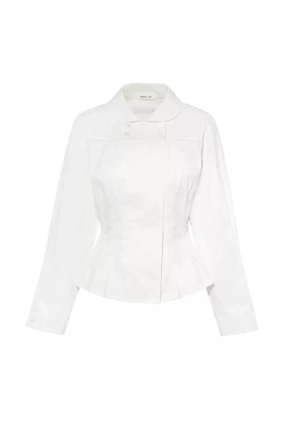 Doll Collar White Long Sleeves Slim Top