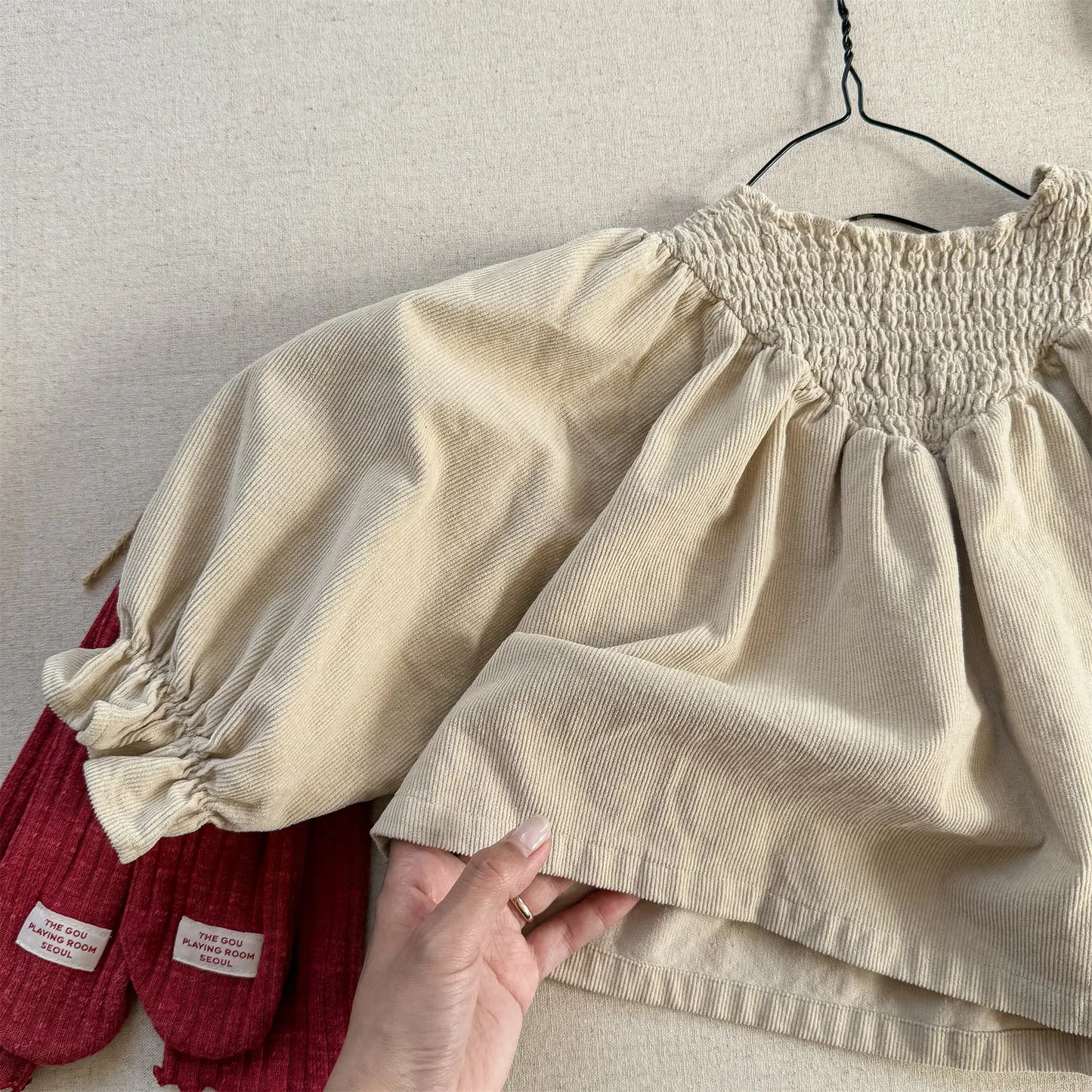 Bat Sleeve Baby Girl's Corduroy Shirt