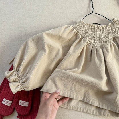 Bat Sleeve Baby Girl's Corduroy Shirt