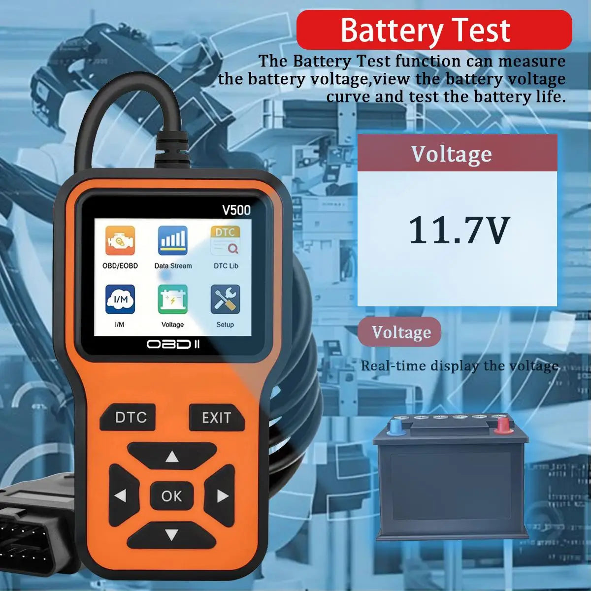 Scanner Diagnostic Tool Code Reader, Voltage Tester