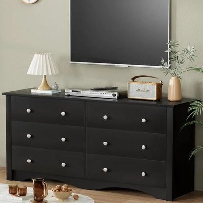 Black 6 Drawer Storage Chest of Drawers