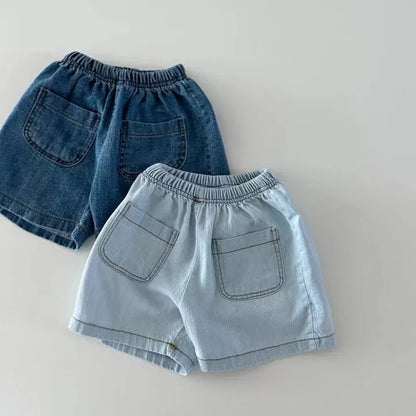 2 Pcs Denim Shirts + Shorts, Short Sleeve