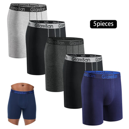 5pc Mid-Long Cotton Brand Boxer Shorts Men