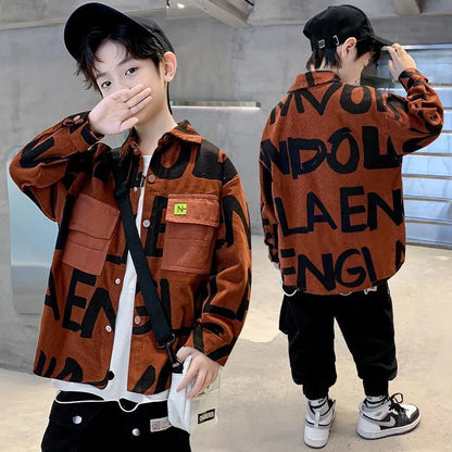 Boys Corduroy Long Sleeve Shirt Lightweight