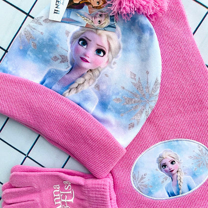Girls Scarf Hat Glove Elsa Cartoon Cosplay