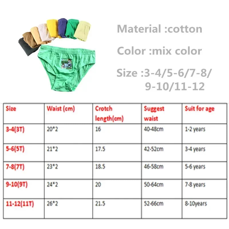 12pcs Cartoon Boys Briefs Cotton Underwear