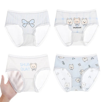 4PCS Girls Cool Breathable Comfort Briefs Cartoon