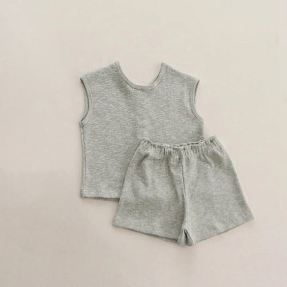 2 Pcs Sleeveless Breathable Cotton Pajamas Set