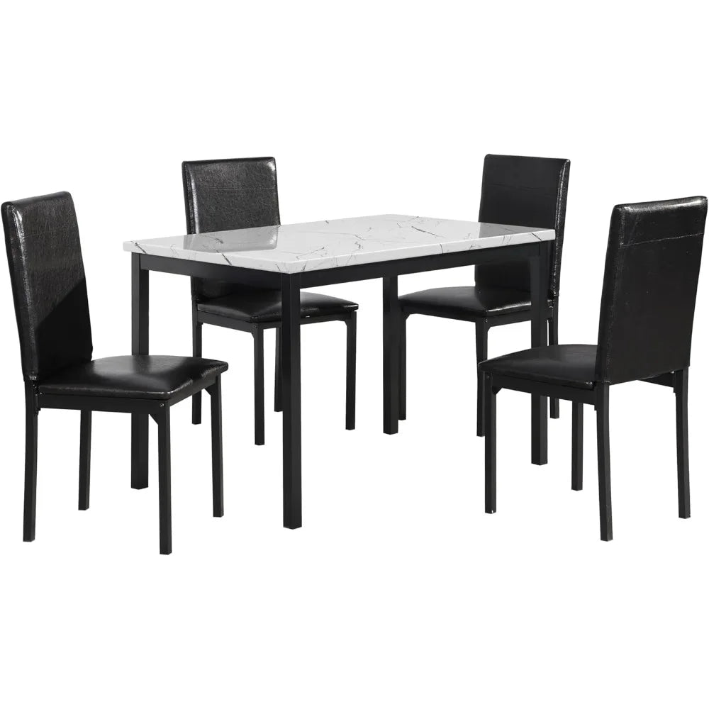 5-Piece  Metal Laminated Marble-Look Top