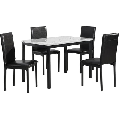 5-Piece  Metal Laminated Marble-Look Top