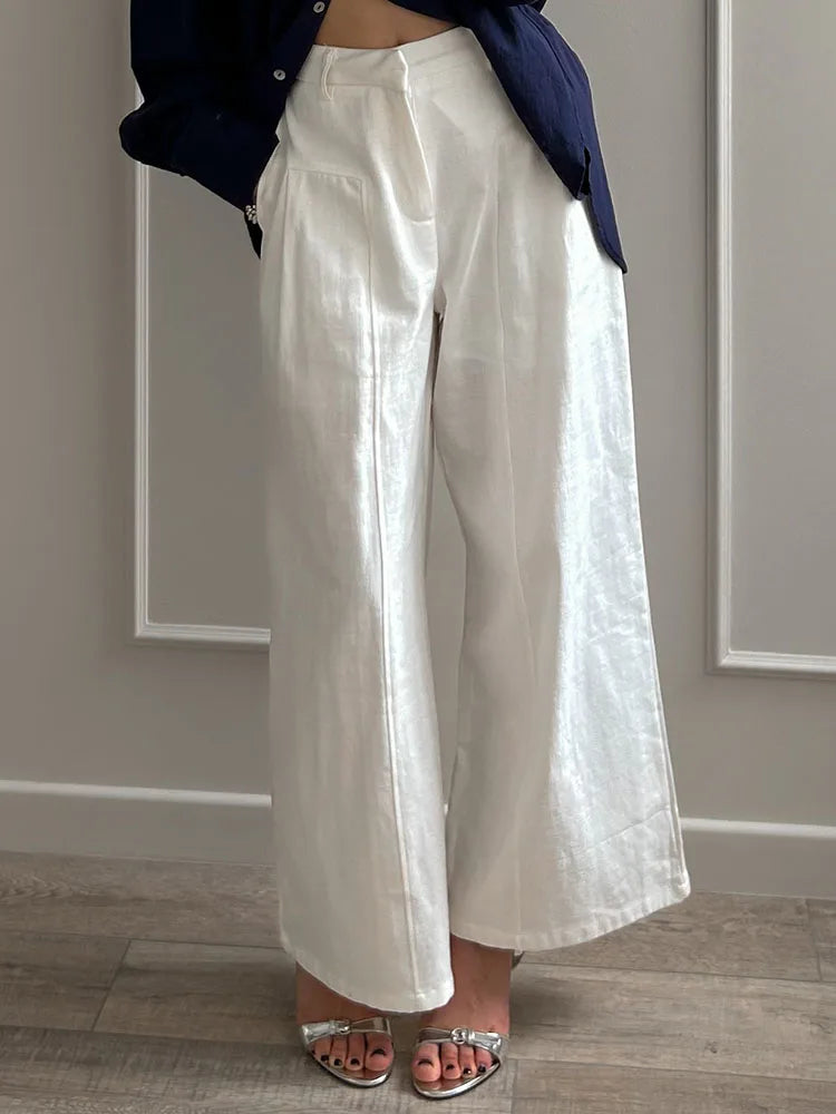 White Pants For Women Cotton Formal High Waist